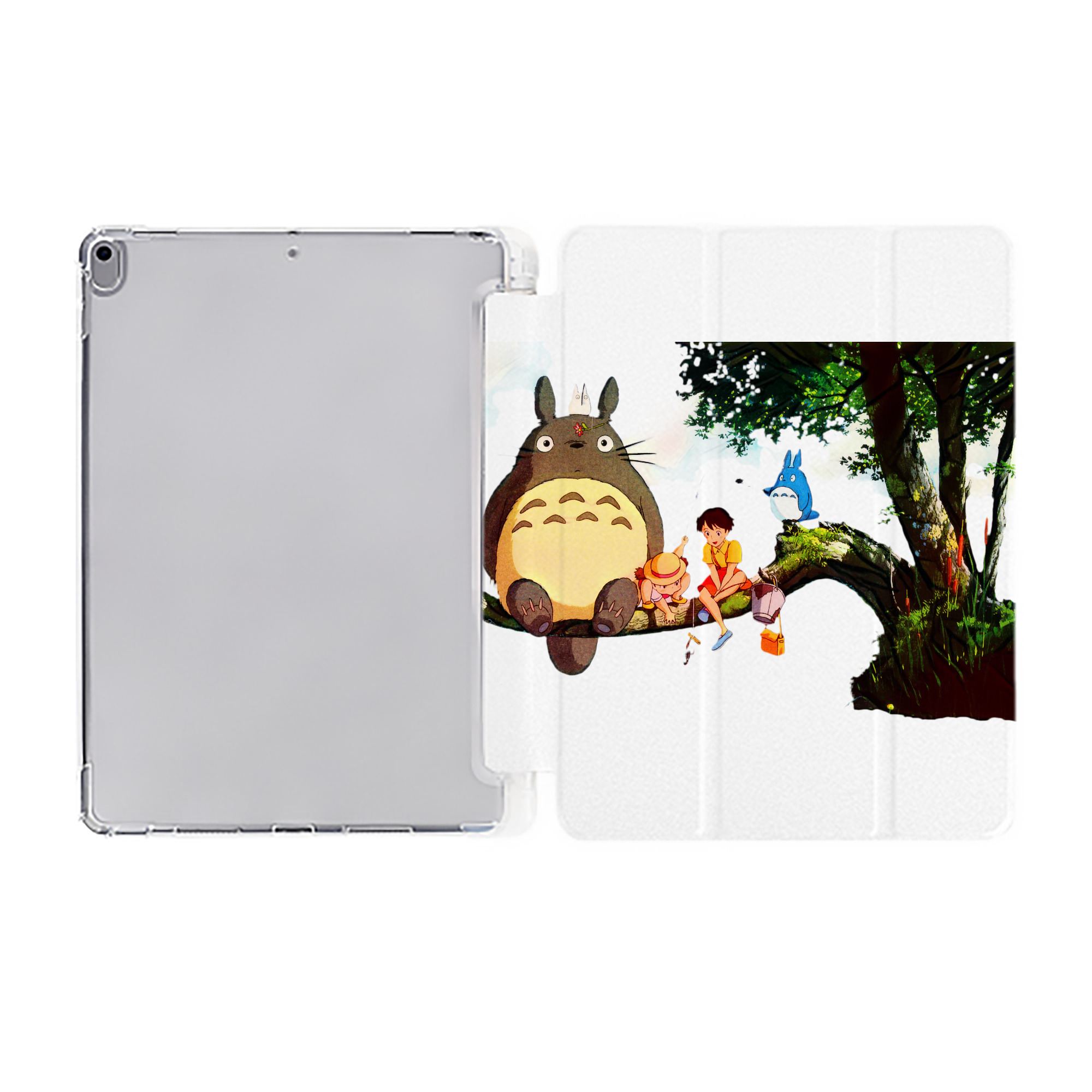 （画像用） となりのトトロ 草壁メイ 草壁サツキ My Neighbor Totoro Satsuki Kusakabe Mei Kusakabe IPad ケース ペン収納付き 三つ折りスタンド PUレザー×シリコン 対応機種9.5/10.5/10.9インチ